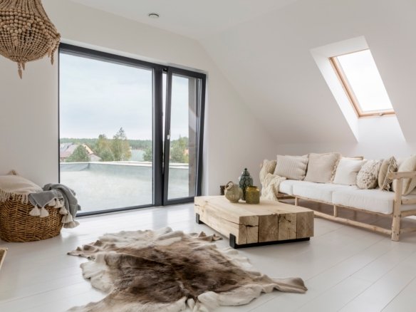 attic room with balcony