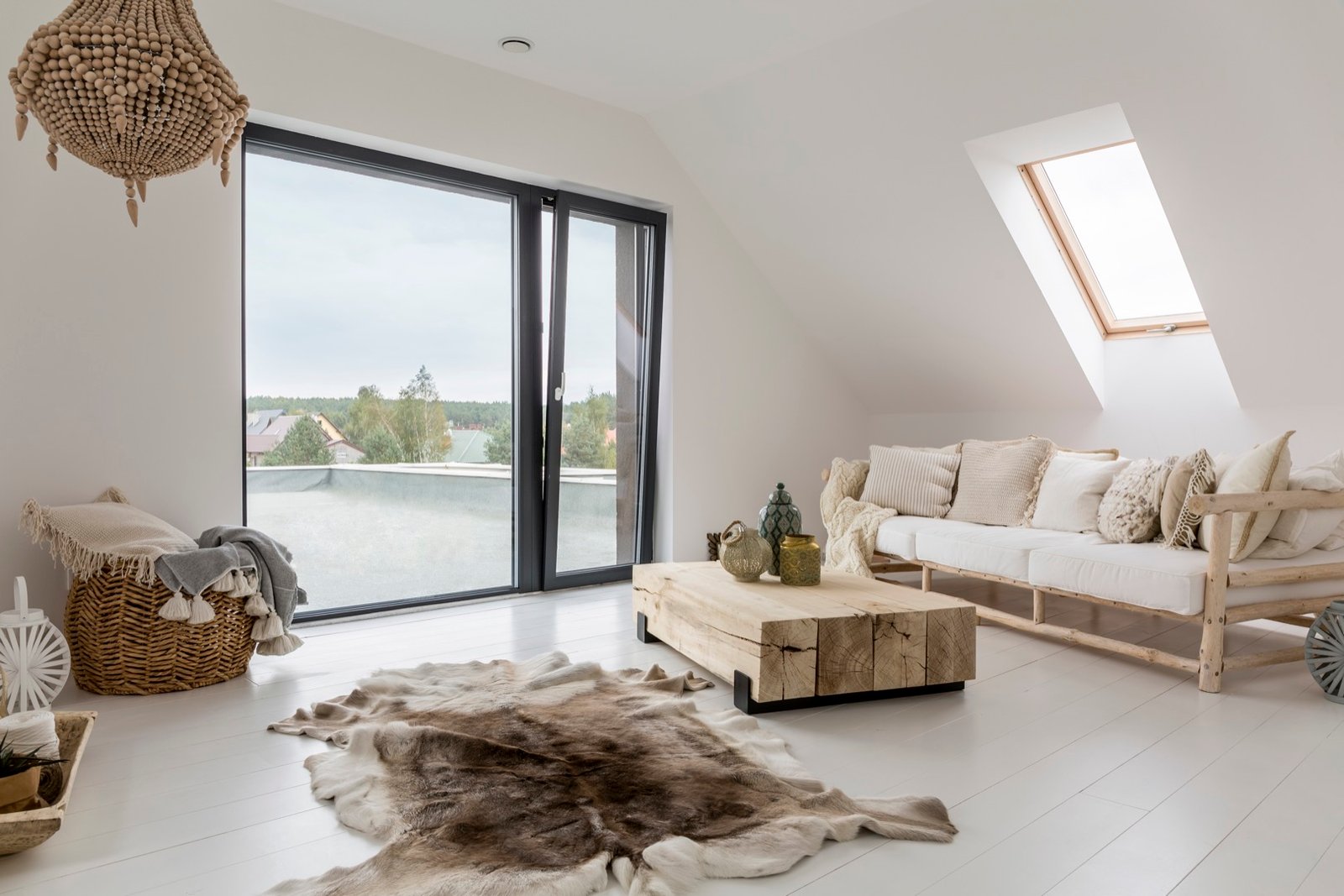 attic room with balcony
