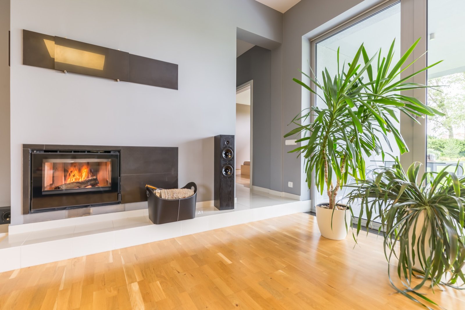 modern fireplace in villa interior modern fireplace in villa interior