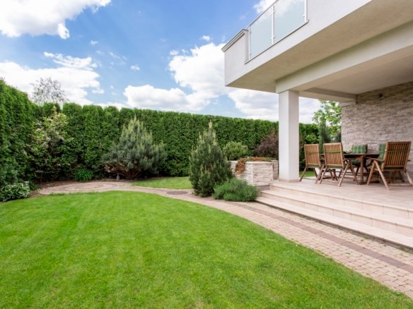 modern house with beauty garden